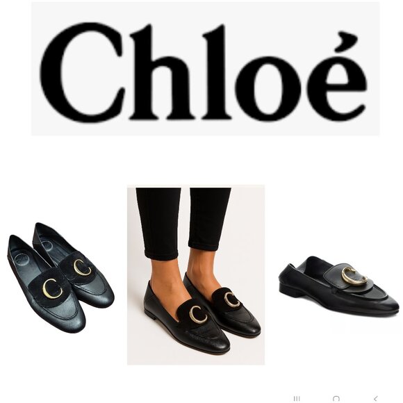 Chloe C Logo Convertible Suede Mule Nubuck Leather Loafers Size EU 42/US 11.5 - Picture 1 of 16